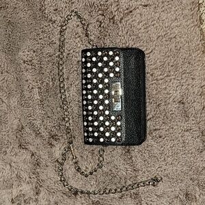 Steve Madden Black Studded Chain Belt   Bag EUC